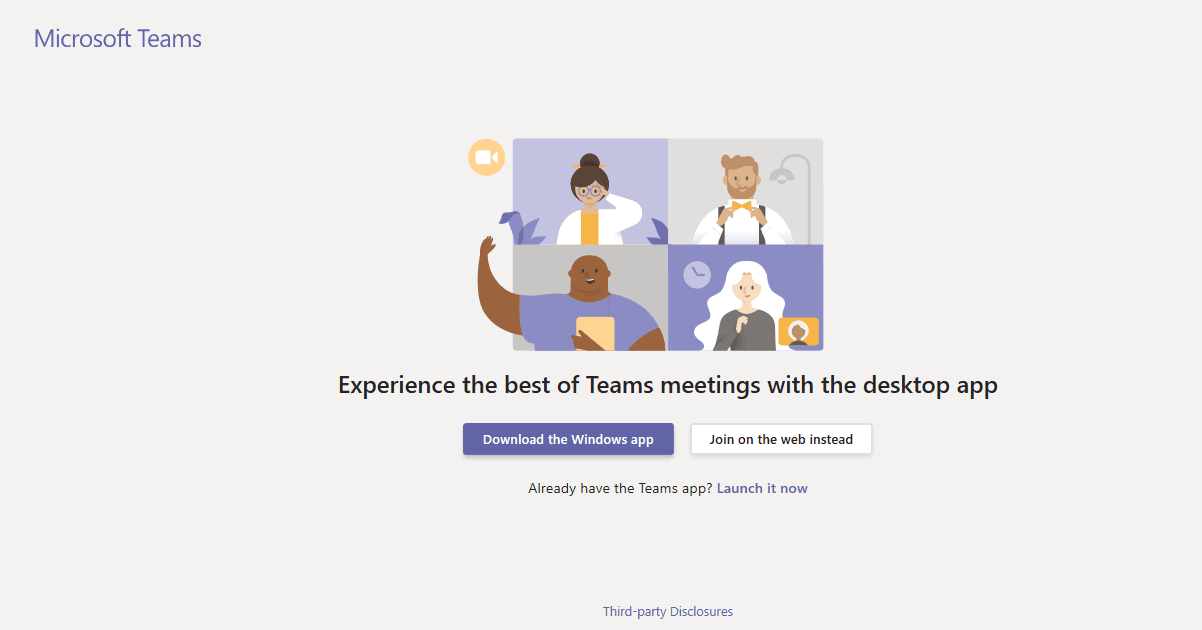 Microsoft Teams interface, with the 'Join on the web instead' button visible'