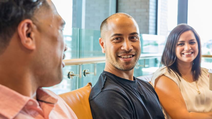employee smiling after returning to work