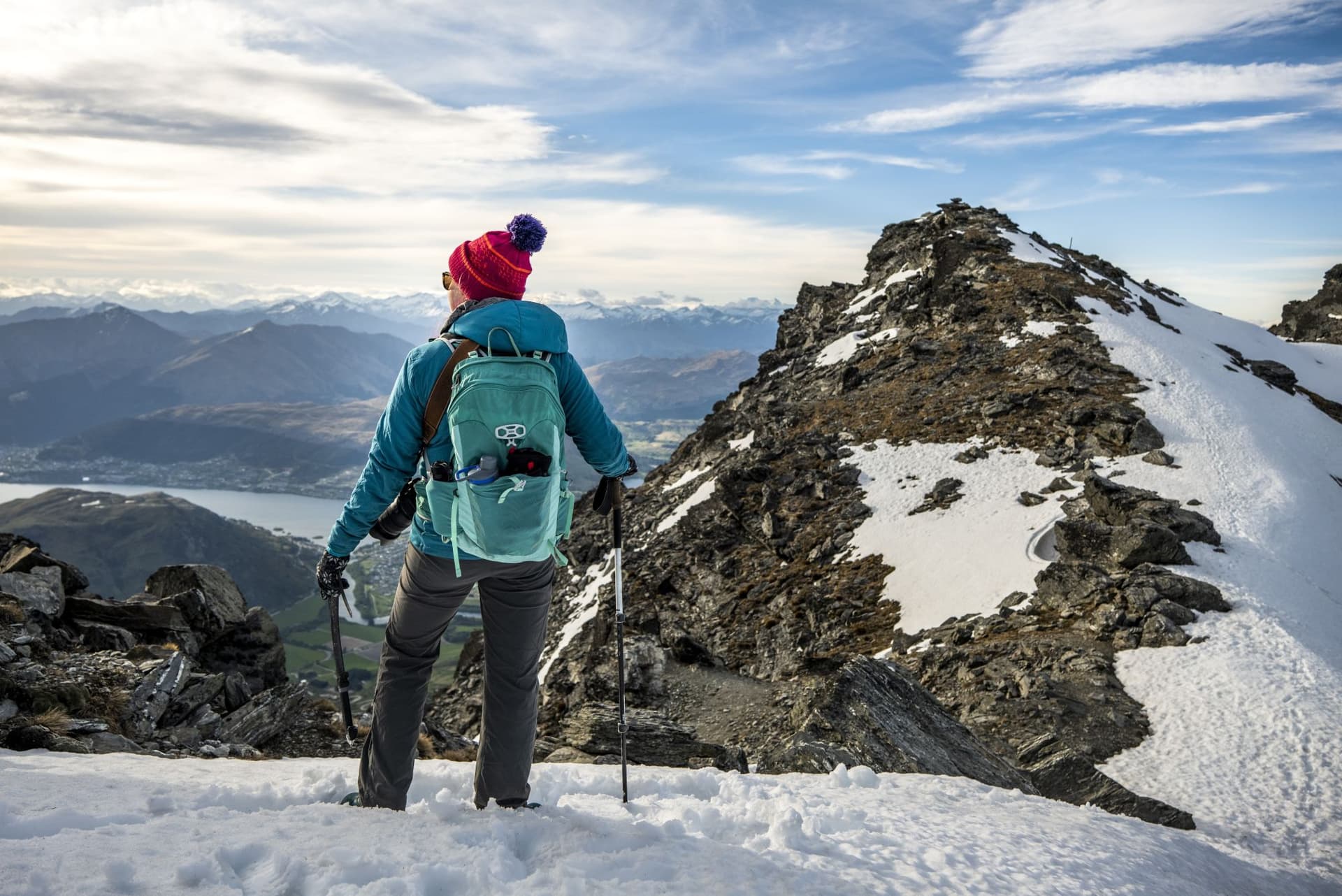 Person hiking on a snowy mountain