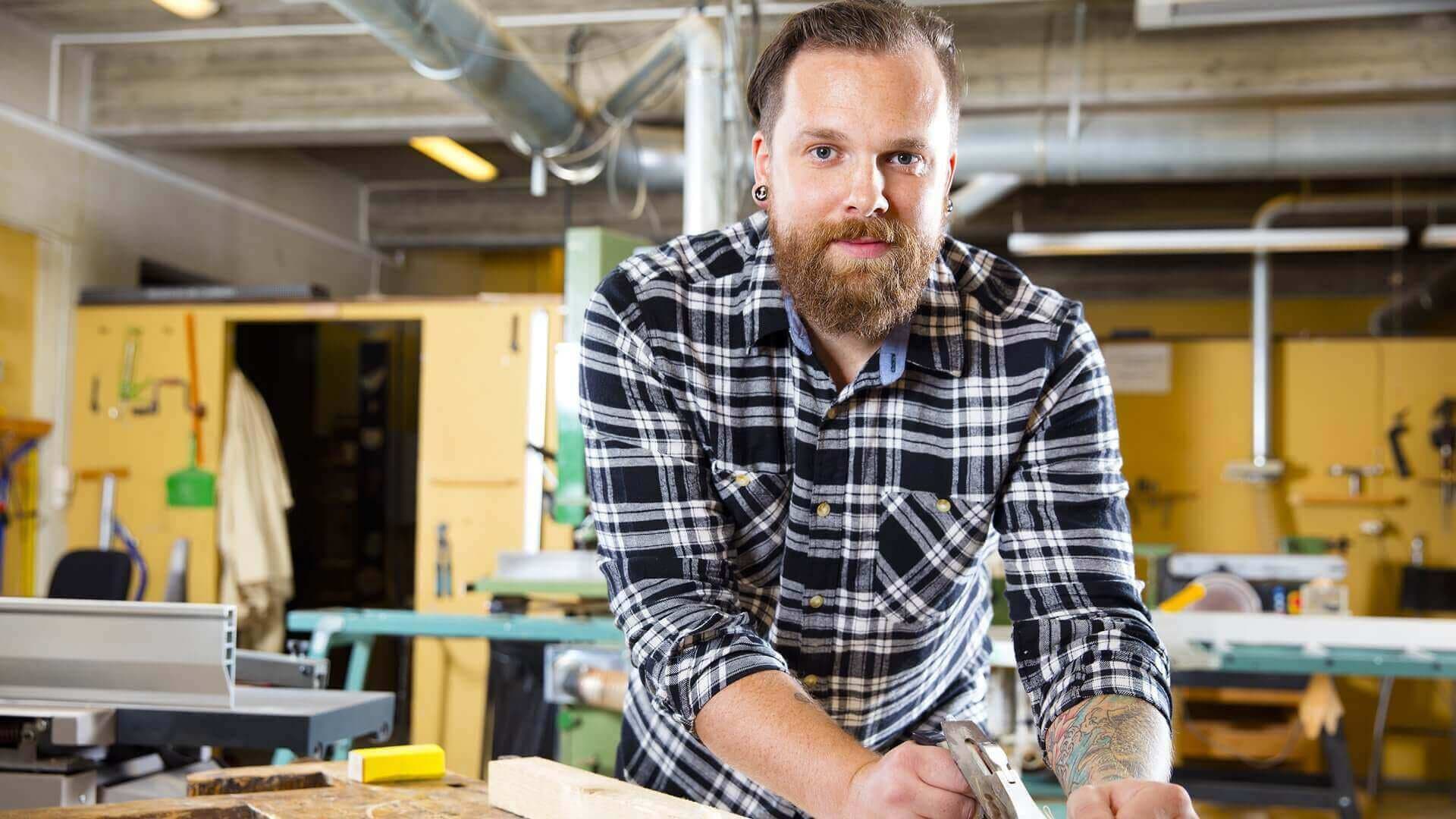 A male carpenter at work