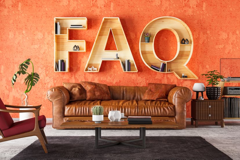 Interior decorations spelling out FAQ