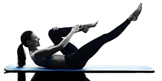 pulling knee into chest yoga stretch
