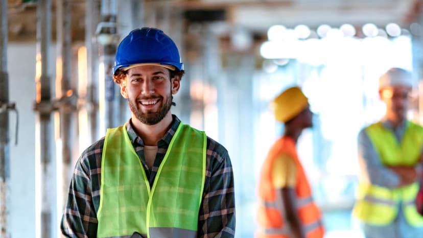 Employer smiling at workplace